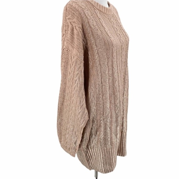 Free People XS EUC GOLD Knit Dolman Sleeve Dress OVERSIZED - Picture 7 of 11